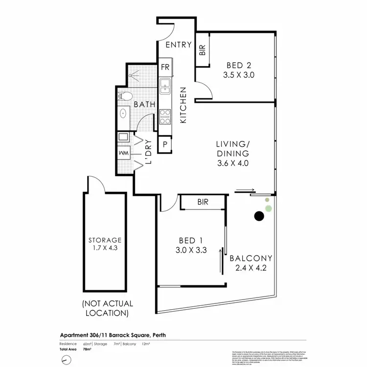 Floorplan of Homely apartment listing, 306/11 Barrack Square, Perth WA 6000