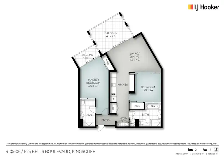 Floorplan of Homely apartment listing, 4105-06/1-25 Bells Boulevard, Kingscliff NSW 2487