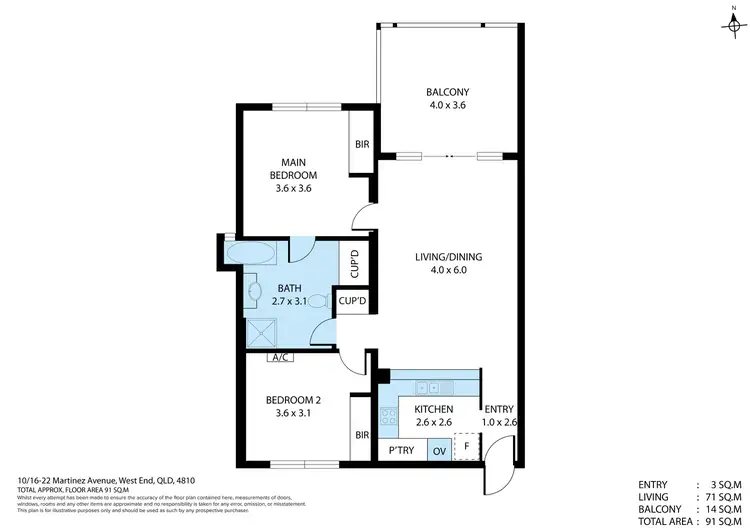 Floorplan of Homely unit listing, 10/16-22 Martinez Avenue, West End QLD 4810