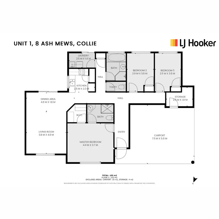 Floorplan of Homely unit listing, 1/8 Ash Mews, Collie WA 6225