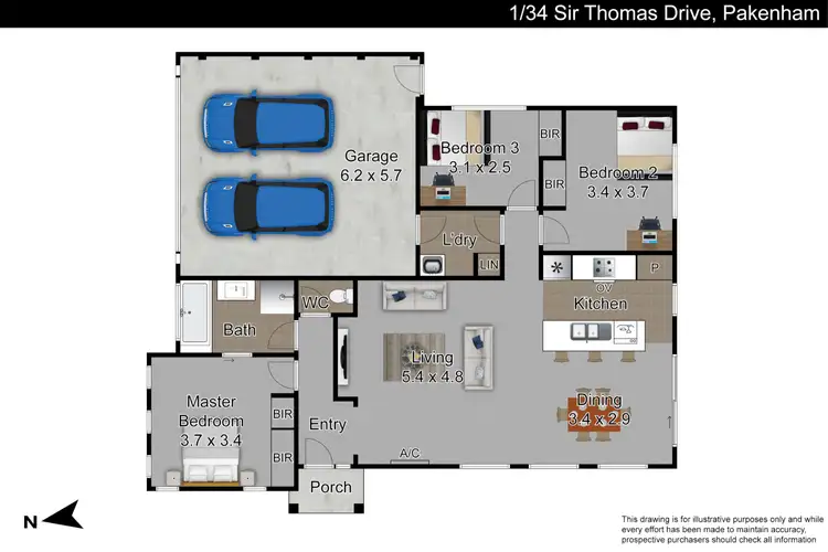 Floorplan of Homely unit listing, 1/34 Sir Thomas Drive, Pakenham VIC 3810