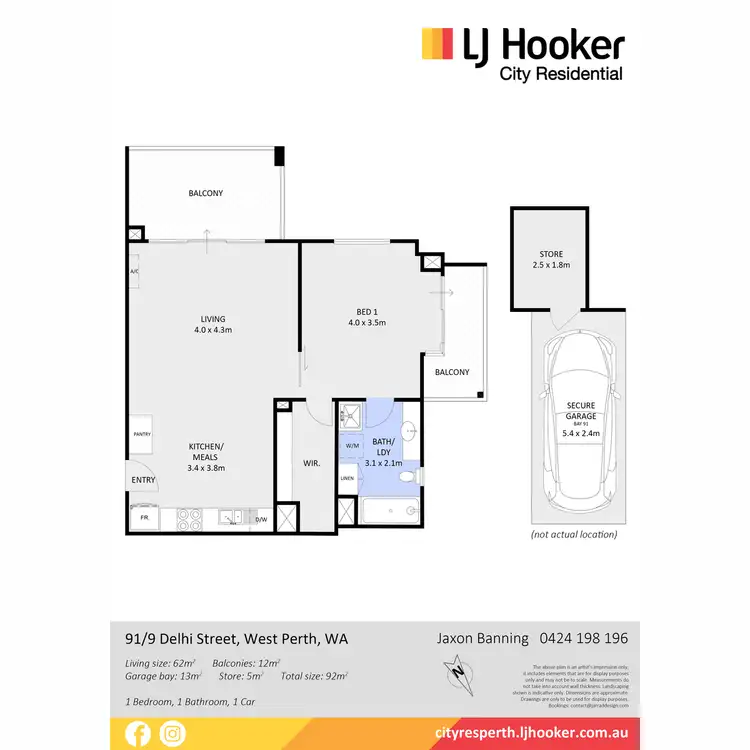 Floorplan of Homely apartment listing, 91/9 Delhi Street, West Perth WA 6005