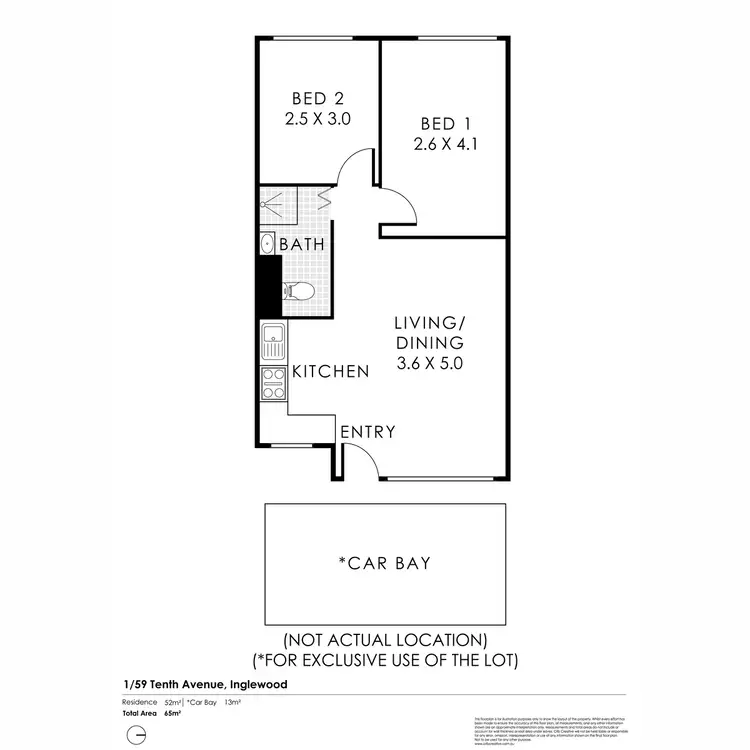 Floorplan of Homely apartment listing, 1/59 Tenth Avenue, Inglewood WA 6052