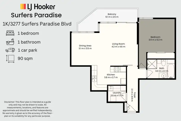 Floorplan of Homely apartment listing, 1K/3277 Surfers Paradise Boulevard, Surfers Paradise QLD 4217