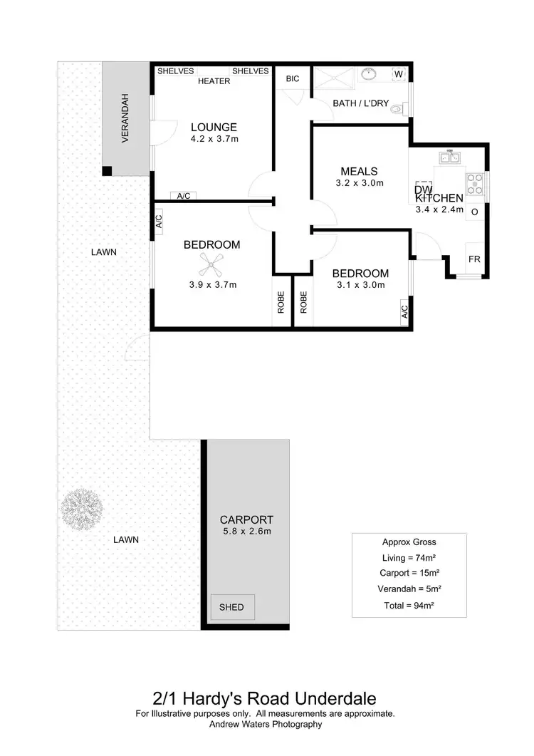 Floorplan of Homely unit listing, 2/1 Hardys Road, Underdale SA 5032
