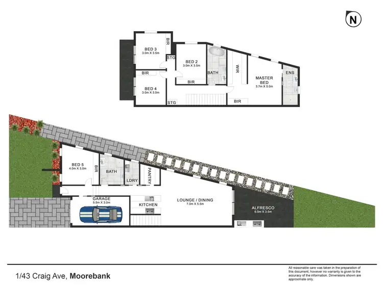 Floorplan of Homely semi-detached listing, 1/43 Craig Avenue, Moorebank NSW 2170