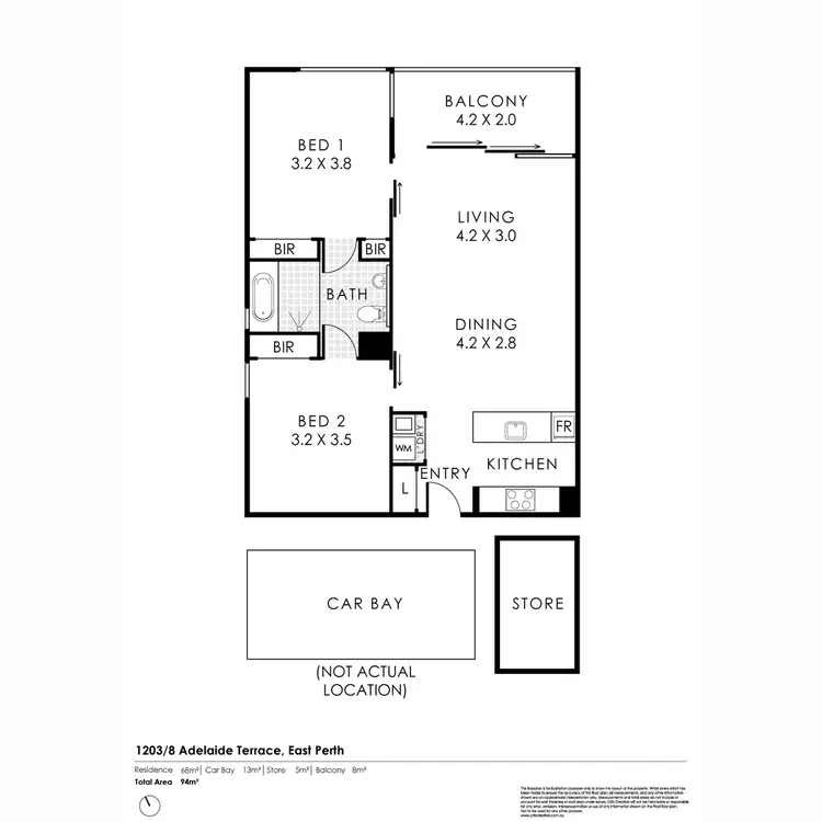 Floorplan of Homely apartment listing, 1203/8 Adelaide Terrace, East Perth WA 6004