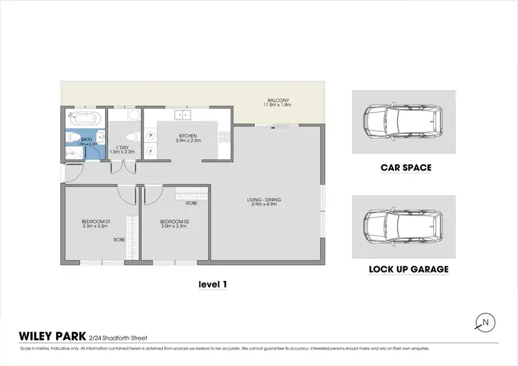 Floorplan of Homely apartment listing, 2/24 Shadforth Street, Wiley Park NSW 2195