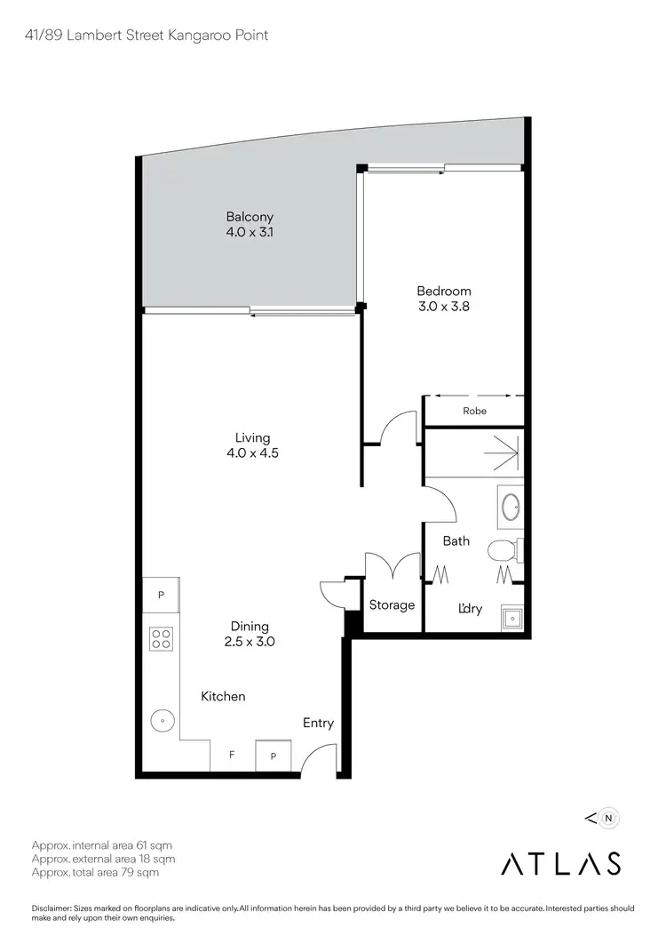 Floorplan of Homely apartment listing, 41/89 Lambert Street, Kangaroo Point QLD 4169