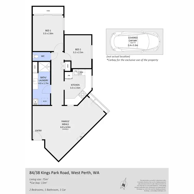 Floorplan of Homely apartment listing, 84/38 Kings Park Road, West Perth WA 6005