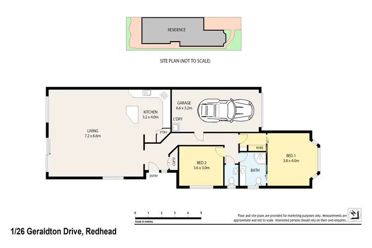 Floorplan of Homely semi-detached listing, 1/26 Geraldton Drive, Redhead NSW 2290