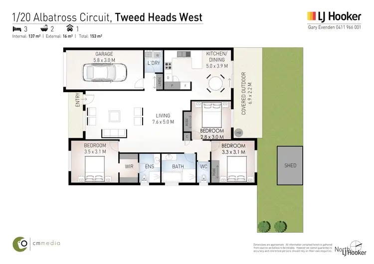 Floorplan of Homely unit listing, 1/20 Albatross Circuit, Tweed Heads West NSW 2485