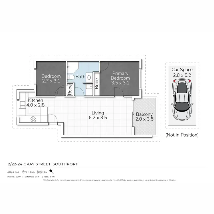 Floorplan of Homely unit listing, 2/22-24 Gray Street, Southport QLD 4215