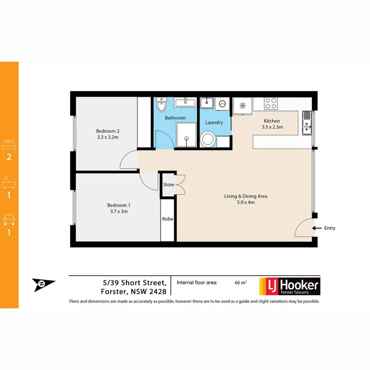 Floorplan of Homely unit listing, 5/39 Short Street, Forster NSW 2428