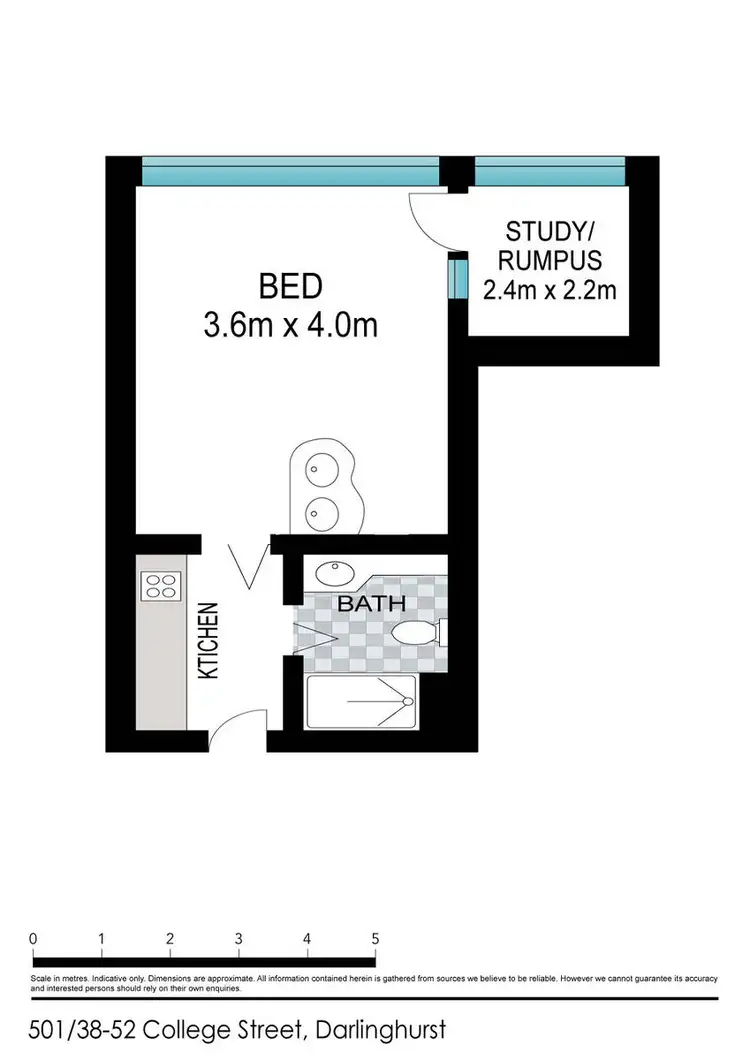 Floorplan of Homely studio listing, 501/38-52 College Street, Darlinghurst NSW 2010