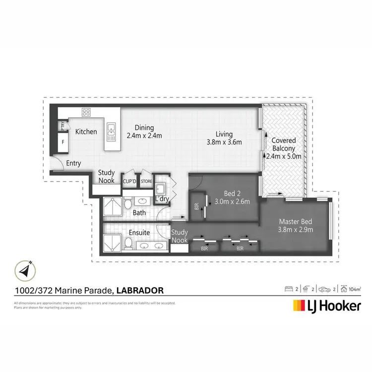 Floorplan of Homely apartment listing, 1002/372 Marine Parade, Labrador QLD 4215
