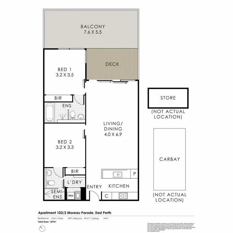 Floorplan of Homely apartment listing, 103/2 Moreau Parade, East Perth WA 6004