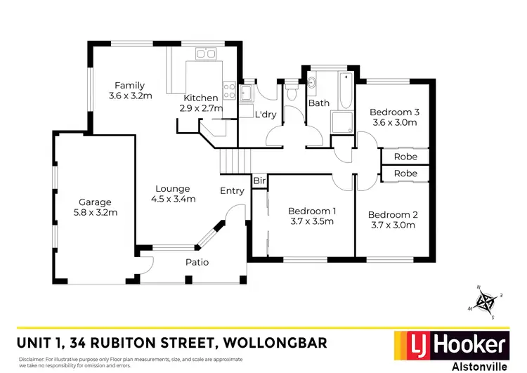 Floorplan of Homely semi-detached listing, Unit 1/34 Rubiton Street, Wollongbar NSW 2477