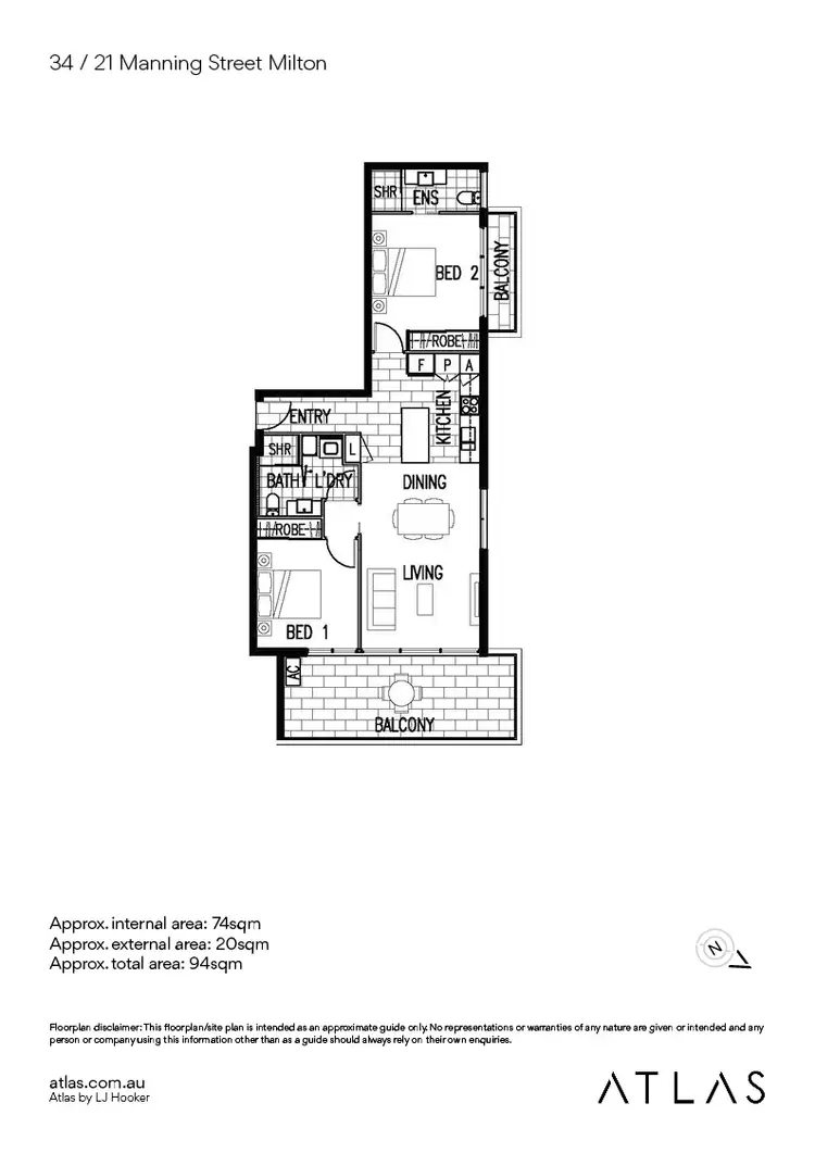 Floorplan of Homely apartment listing, 34/21 Manning Street, Milton QLD 4064