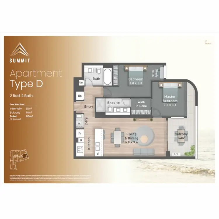 Floorplan of Homely apartment listing, 405/110 Frank Street, Labrador QLD 4215