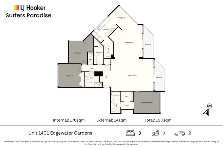 Floorplan of Homely apartment listing, 1401/21 Peninsular Drive, Surfers Paradise QLD 4217