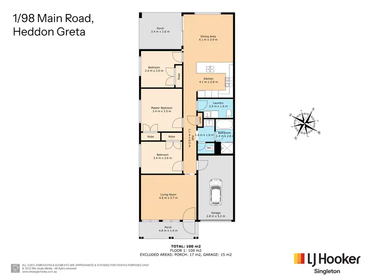Floorplan of Homely semi-detached listing, 1/98 Main Road, Heddon Greta NSW 2321