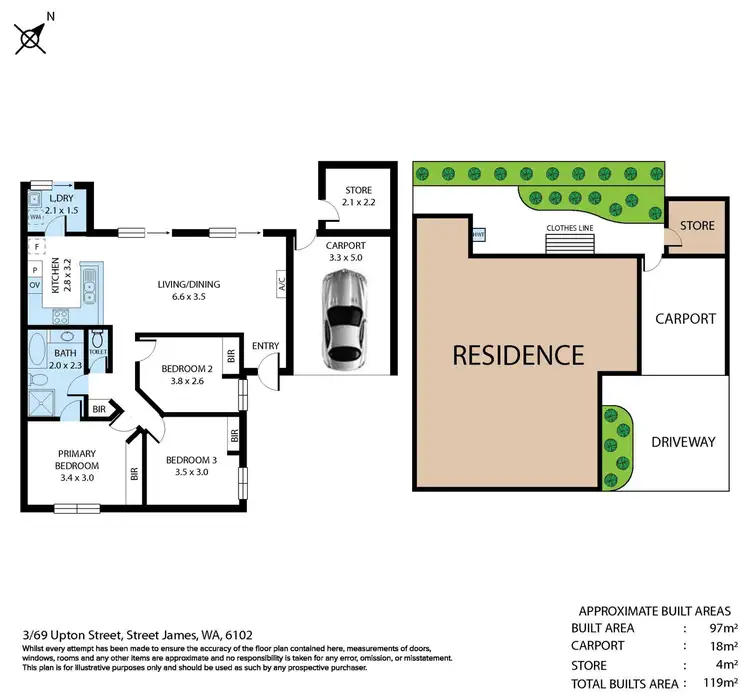 Floorplan of Homely villa listing, 3/69 Upton Street, St James WA 6102
