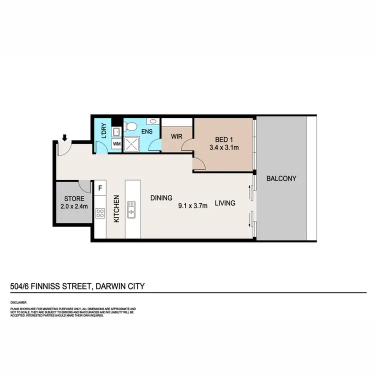 Floorplan of Homely unit listing, 504/6 Finniss Street, Darwin City NT 800