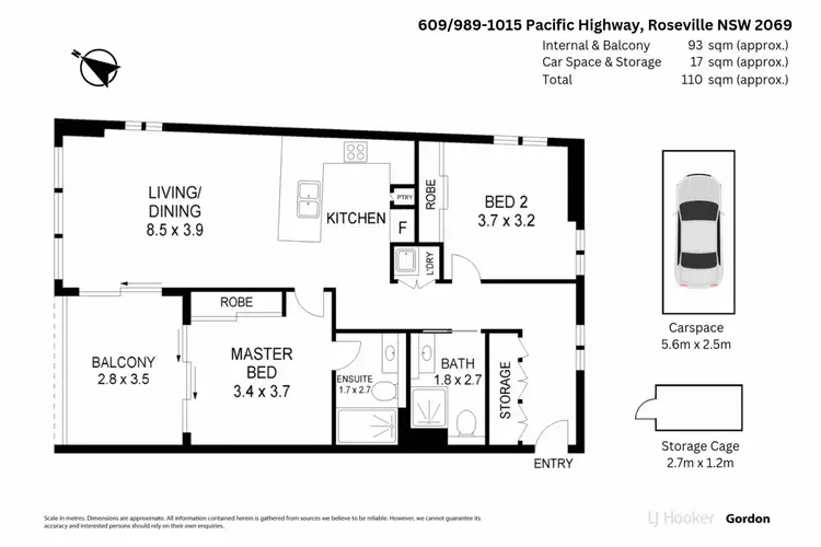 Floorplan of Homely apartment listing, 609/989-1015 Pacific Highway, Roseville NSW 2069