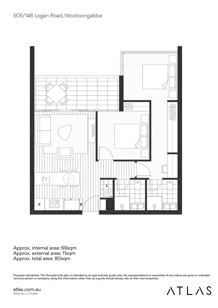 Floorplan of Homely apartment listing, 505/148 Logan Road, Woolloongabba QLD 4102