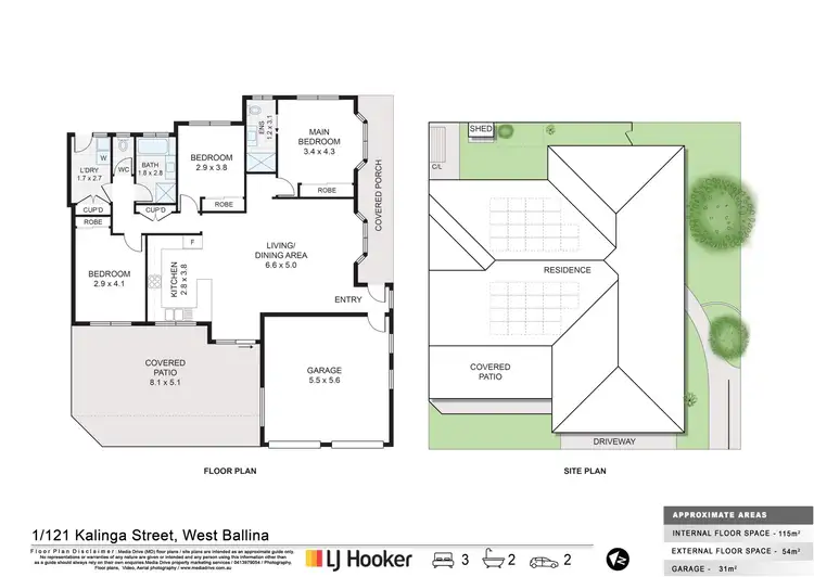 Floorplan of Homely villa listing, 1/121 Kalinga Street, West Ballina NSW 2478