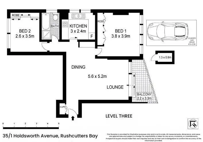 Floorplan of Homely apartment listing, 35/1 Holdsworth Avenue, Rushcutters Bay NSW 2011