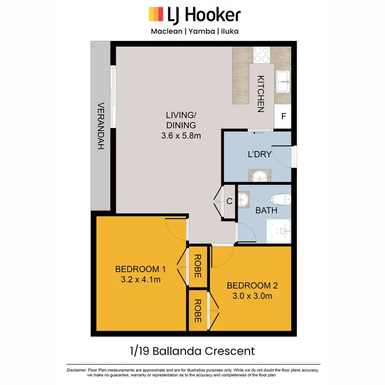 Floorplan of Homely semi-detached listing, 1/19 Ballanda Crescent, Iluka NSW 2466