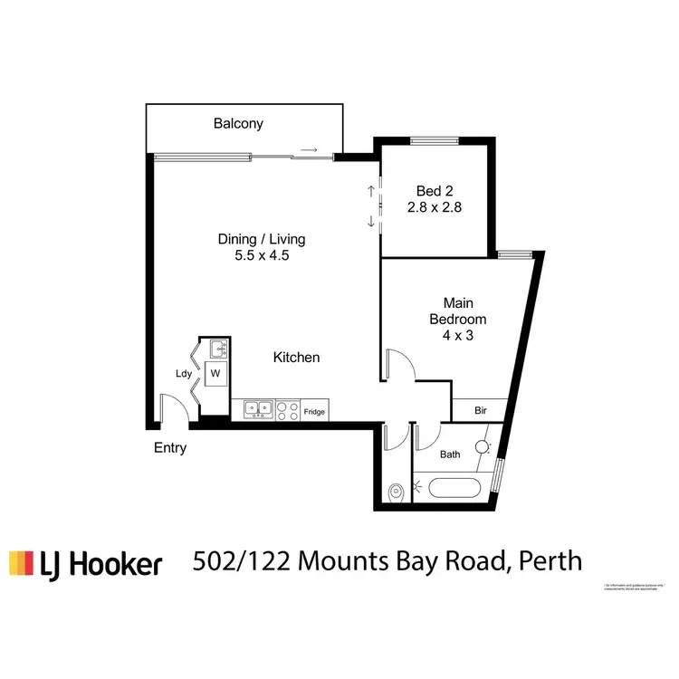 Floorplan of Homely serviced apartment listing, 502/112 Mounts Bay Road, Perth WA 6000