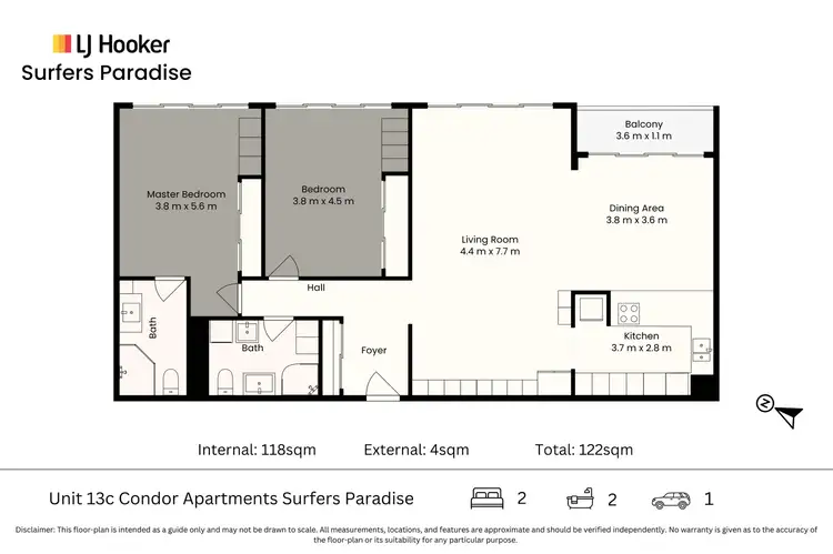 Floorplan of Homely apartment listing, 13C/2 Riverview Parade, Surfers Paradise QLD 4217