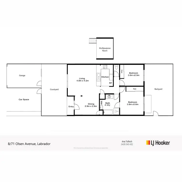 Floorplan of Homely townhouse listing, 8/71 Olsen Avenue, Labrador QLD 4215