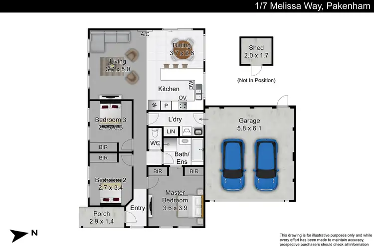 Floorplan of Homely unit listing, 1/7 Melissa Way, Pakenham VIC 3810