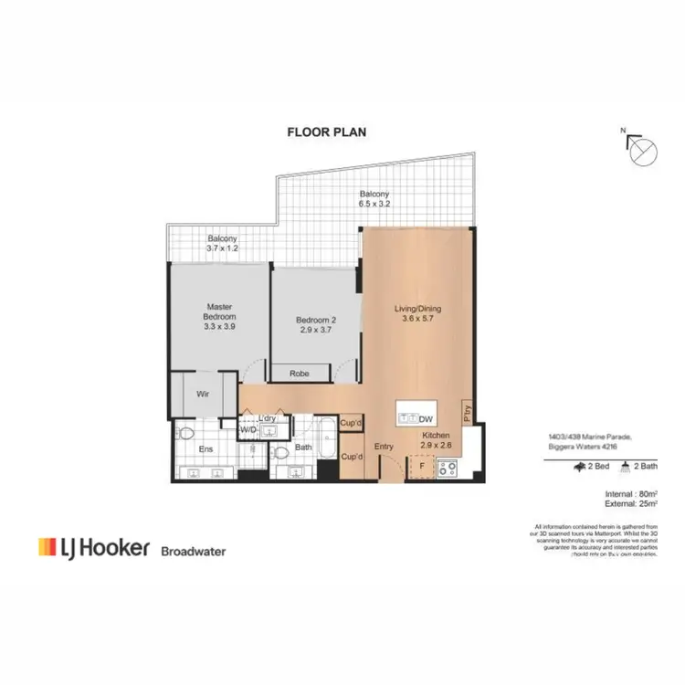 Floorplan of Homely unit listing, 1403/438 Marine Parade, Biggera Waters QLD 4216