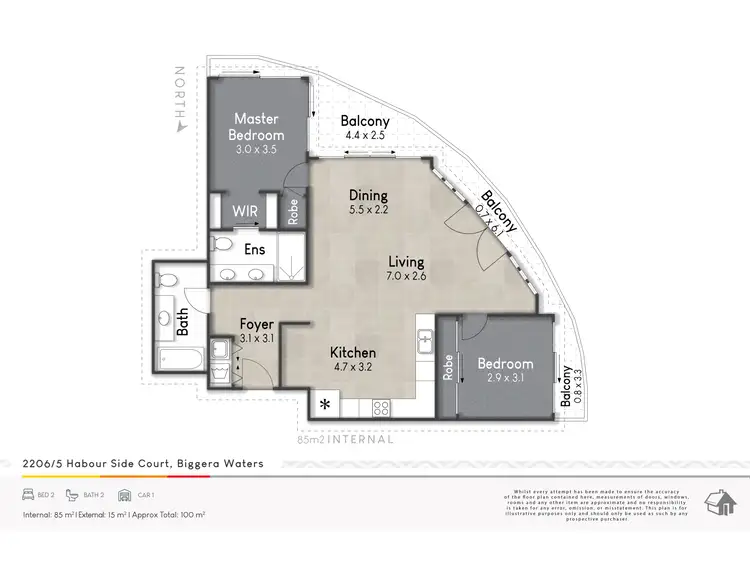 Floorplan of Homely apartment listing, 2206/5 Harbour Side Court, Biggera Waters QLD 4216