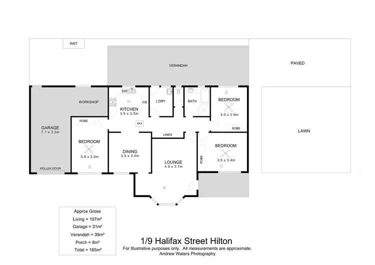 Floorplan of Homely unit listing, 1/9 Halifax Street, Hilton SA 5033