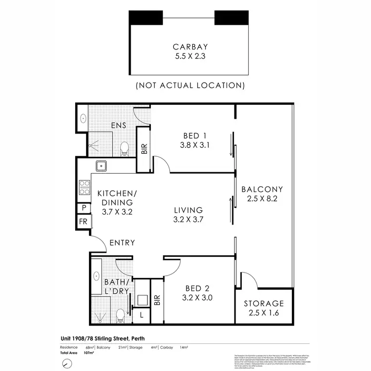 Floorplan of Homely apartment listing, 1908/78 Stirling  Street, Perth WA 6000
