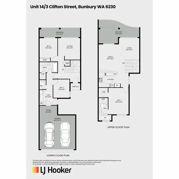 Floorplan of Homely townhouse listing, 14/3 Clifton Street, Bunbury WA 6230