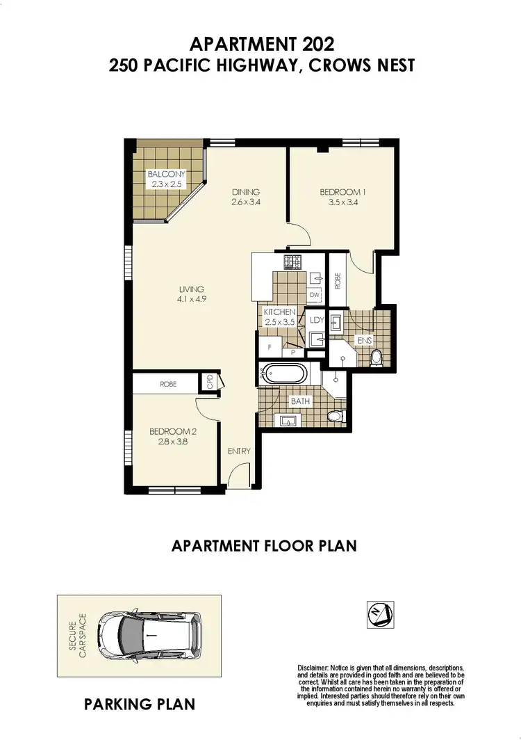 Floorplan of Homely unit listing, 202/250 Pacific Highway, Crows Nest NSW 2065