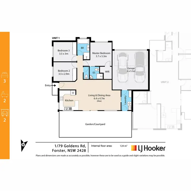 Floorplan of Homely semi-detached listing, 1 & 2/79 Goldens Road, Forster NSW 2428