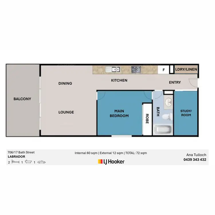 Floorplan of Homely apartment listing, 706/17 Bath Street, Labrador QLD 4215