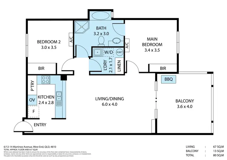Floorplan of Homely apartment listing, 6/12-14 Martinez Avenue, West End QLD 4810