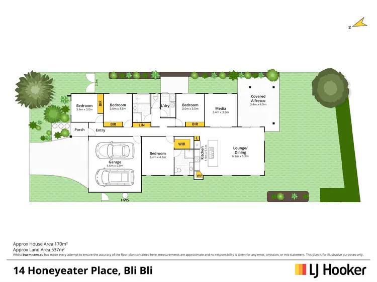 Floorplan of Homely house listing, 14 Honeyeater Place, Bli Bli QLD 4560