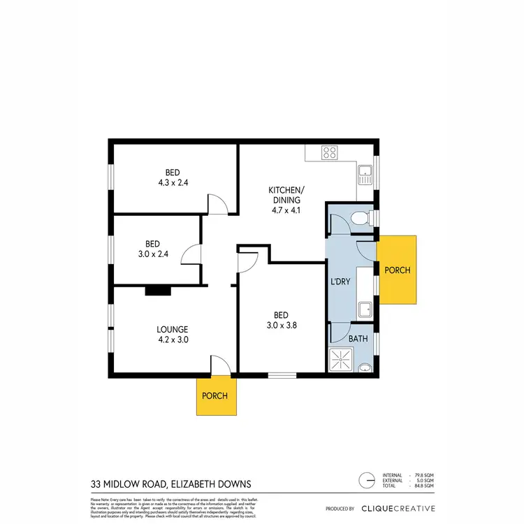 Floorplan of Homely house listing, 33 Midlow Road, Elizabeth Downs SA 5113