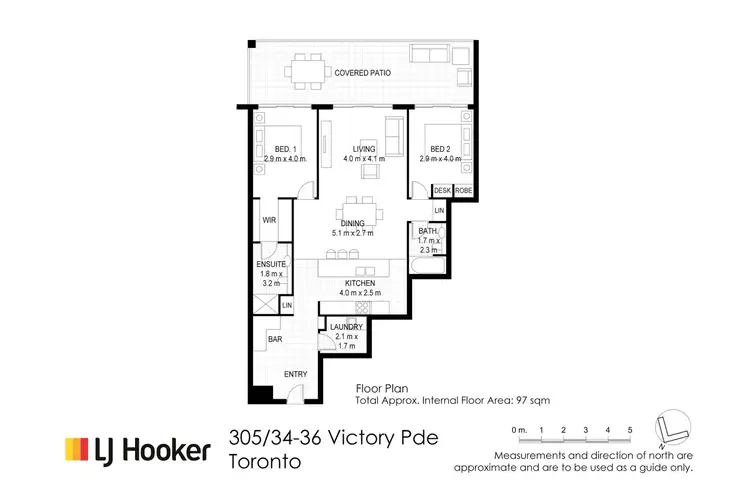 Floorplan of Homely apartment listing, 305/34 Victory Parade, Toronto NSW 2283