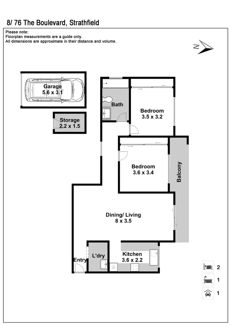 Floorplan of Homely unit listing, 8/76 The Boulevarde, Strathfield NSW 2135